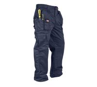 Lee Cooper LCPNT206 Workwear Mens Multi Pocket Easy Care Heavy Duty Knee Pad Pockets Safety Work Cargo Trousers Pants, Navy, 32W/31L