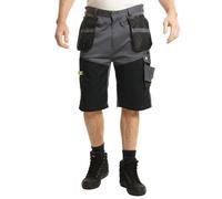 Lee Cooper Workwear Mens Reflective Trim Stretch Work Holster Cargo Shorts, Grey/black, 34W