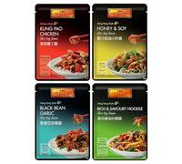 Lee Kum Kee Asian Stir Fry Sauce Bundle (4 Pack) - Black Bean & Garlic, Honey & Soy, Kung Pao, and Rich & Savoury Noodle - Authentic, Quick & Easy Meal Kits for Chicken, Tofu & Veg