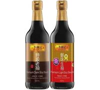 Lee Kum Kee Premium Light Soy Sauce 500mL x1 & Dark Soy Sauce 500mL x1 [2 Bottles Bundle]