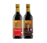 Lee Kum Kee Premium Light Soy Sauce 500mL x1 & Dark Soy Sauce 500mL x1 [2 Bottles Bundle] | Premium Chinese Cooking Essential