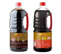 Lee Kum Kee Premium Light Soy Sauce & Dark Soy Sauce 1.75L Bulk Size (Pack of 2) HALAL & VEGANS