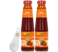 Lee Kum Kee Sweet & Sour Sauce 240g Pack of 2 with World Food Shop Scoop - Authentic Asian Culinary Duo, Tangy and Sweet Sauce, Gourmet Cooking Essentials