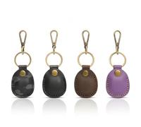 Lee Loft 100% Genuine Leather AirTag Keyring Holder - Premium Handmade Apple Air Tag Case with Snap Button - Scratch-Resistant, Secure Air Tag Holder