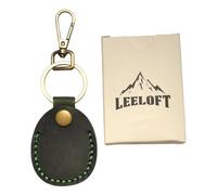 Lee Loft 100% Genuine Leather Tracker Keyring Holder - Premium Handmade Apple Tracker Case with Snap Button - Scratch-Resistant, Secure Tracker Holder (Green)