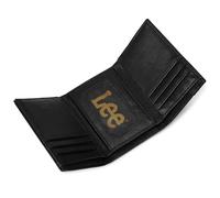 Lee Men’s Trifold Wallet, Pebble Grain Leather Wallet with Flip ID Window, Black, One size