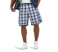 Lee Men's Big & Tall New Belted Wyoming Cargo Short, Blue Plaid, 46
