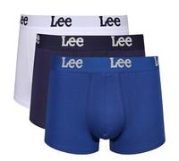 Lee Men's Boxer Shorts in Navy/White/Blue | Soft Touch Organic Cotton Trunks with Stretchy Elasticated Waistband | Comfortable and Breathable Underwear - Multipack of 3