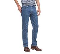 MENS LEE BROOKLYN STRAIGHT LEG STRETCH ZIP UP JEAN - STONEWASH BLUE DENIM