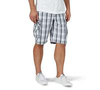Lee Men's Dungarees New Belted Wyoming Cargo Short, Blue Mirage Plaid, 32