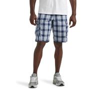 Lee Men's Dungarees New Belted Wyoming Cargo Short, Blue Plaid, 36