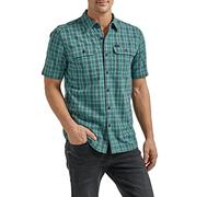 Lee Men's Extreme Motion All Purpose Classic Fit Short Sleeve Button Down Worker Shirt, Monaco Plaid, 34/36