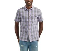 Lee Men's Extreme Motion All Purpose Classic Fit Short Sleeve Button Down Worker Shirt, Orchid Plaid