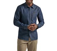 Lee Men's Extreme Motion All Purpose Long Sleeve Work Shirt Button, Denim Rinse Wash, XL