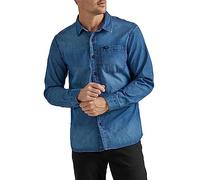 Lee Men's Extreme Motion All Purpose Long Sleeve Worker Shirt, Denim Medium Wash Indigo, 38/40