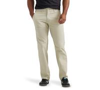 Lee Men's Extreme Motion Flat Front Regular Straight Pant Fit, Stone, 33W x 29L