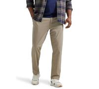 Lee Men's Extreme Motion Flat Front Relaxed Taper Pant Casual, Khaki, 32W x 34L