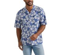 Lee Men's Extreme Motion Short Sleeve Camp Shirt, Surf Blue Floral, 46/48