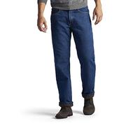Lee Men's Fleece and Flannel Lined Relaxed Fit Straight Leg Jeans, Dark Wash, 38W x 34L