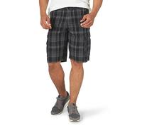 Lee Men's New Belted Wyoming Cargo Short, Black Clifton Plaid, 30