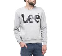 LEE Mens Sweatshirt Cotton Crew Neck Print Logo Grey Melange Sweat Top