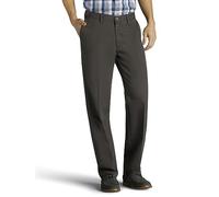 Lee Men's Total Freedom Stretch Relaxed Fit Flat Front Pant Casual, Charcoal, 33W x 30L