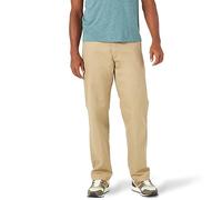 Lee Men's Total Freedom Stretch Relaxed Fit Flat Front Pant Casual, Khaki, 38W x 32L