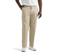 Lee Men's Total Freedom Stretch Relaxed Fit Flat Front Pant Casual, Sand, 34W x 32L