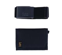 Lee Men's Trifold Wallet and Web Belt Gift Set, Black