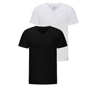 Lee Men's Twin Pack V Neck T-Shirt, Black White, L
