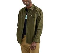 Lee Men's Workwear Loose Fit Long Sleeve Button-Down Overshirt, Kale Olive Green (Canvas), 38/40