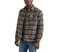 Lee Men's Workwear Loose Fit Long Sleeve Button-Down Overshirt, Sherpa Lined Truffle Plaid, 42/44