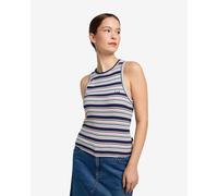 Lee Ribbed Sleeveless Blue White Women's T-Shirt - XS