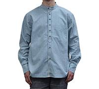 Lee Valley, Ireland - Vintage Grandfather Shirt Mens VR17 Green Stripe - Green - Large