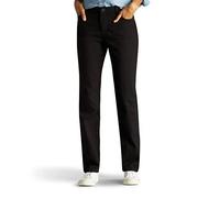 Lee Women’s Instantly Slims Classic Relaxed Fit Monroe Straight Leg Jean, Black, 8 Short