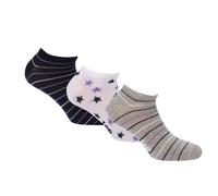Lee Womens 3 Pack of Trainer Liner Socks in Grey Polycotton - Size UK 4-7