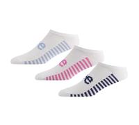 Lee Womens Ankle Socks in White/Stripes | Low Rise Designer Trainer Sock | Soft Breathable Cotton Mix - Size 4-7 Multipack of 3