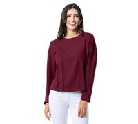 Lee Women's Crew Neck Cropped Waffle Knit Pullover Top Sweater, Burgundy, XL