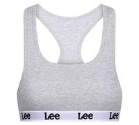 Lee Womens Crop Top in Grey with Racerback Style | Comfortable Organic Cotton Low Impact Fitness Underwear with Soft Stretchable Microfibre Underband & Removable Pads