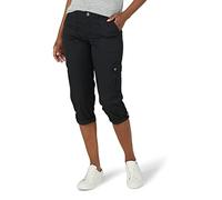 Lee Women's Flex-to-go Mid-Rise Relaxed Fit Cargo Capri Pant, Black, 14 US