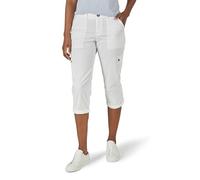 Lee Women's Flex-to-Go Mid-Rise Relaxed Fit Cargo Capri Pant, White, 10