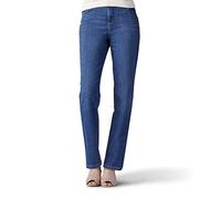 Lee Women's Instantly Slims Classic Relaxed Fit Monroe Straight Leg Jean, Seattle Blue, 8 Petite