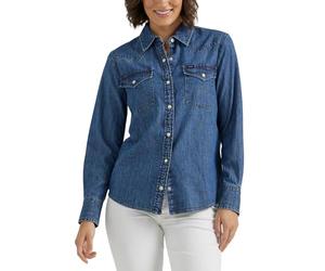 Lee Women's Legendary Slim Fit Western Snap Shirt, Understated Ground, Medium