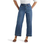 Lee Women's Legendary Wide Leg Seamed Crop Capri Jean, Steeped Indigo, 8 US