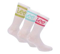 Lee Women's Logo Crew Socks (Pack of 3) - Red/Blue/Green - Red/Blue/Green - 4 UK - 7 UK - 61% Cotton/34% Polyester/5% Elastane