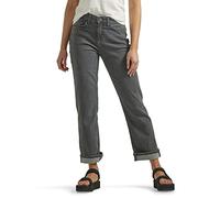 Lee Women's Mid Rise Boyfriend Jean, Washed Black, 18 US