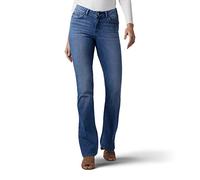 Lee Women's No-Gap Waistband Regular Fit Bootcut Jean with Hidden Pocket, Majestic, 14 Short