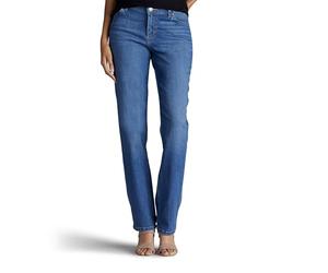 Lee Women's Petite Relaxed Fit Straight Leg Jean, Meridian Blue, 16