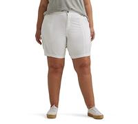 Lee Women's Plus Size Flex-to-Go Mid-Rise Relaxed Fit Cargo Bermuda Short, White