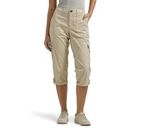 Lee Women's Plus Size Flex-to-go Mid-Rise Relaxed Fit Cargo Capri Pant, Pioneer Beige